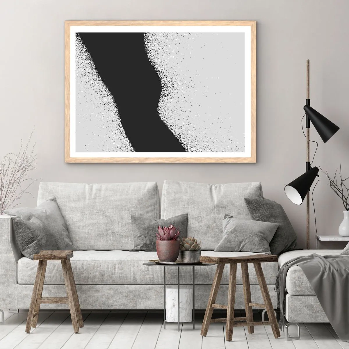 Póster en marco roble claro - Equilibrio suave - 40x30 cm