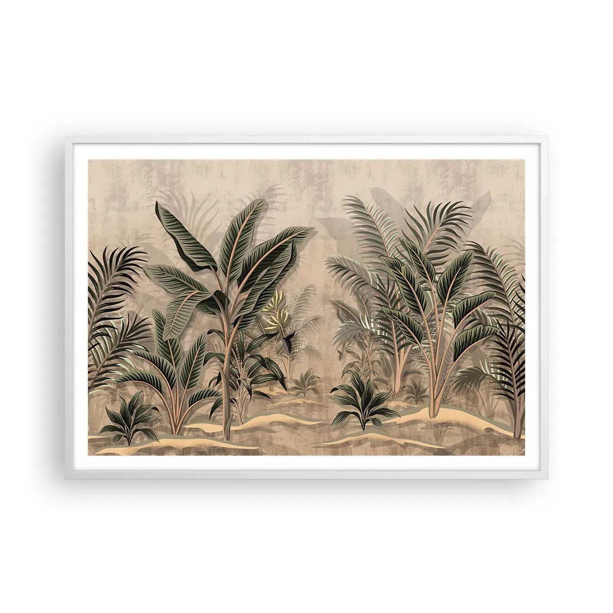 Póster en marco blanco - Grabados de estilo colonial - 100x70 cm