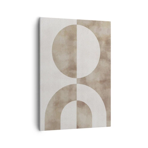 Cuadro sobre lienzo - Impresión de Imagen - Un cuadro abstracto en tonos beige con formas geométricas y simetría. - 50x70cm - Similitudes y diferencias - Decoración de pared moderna para salón y dormitorio ARTTOR