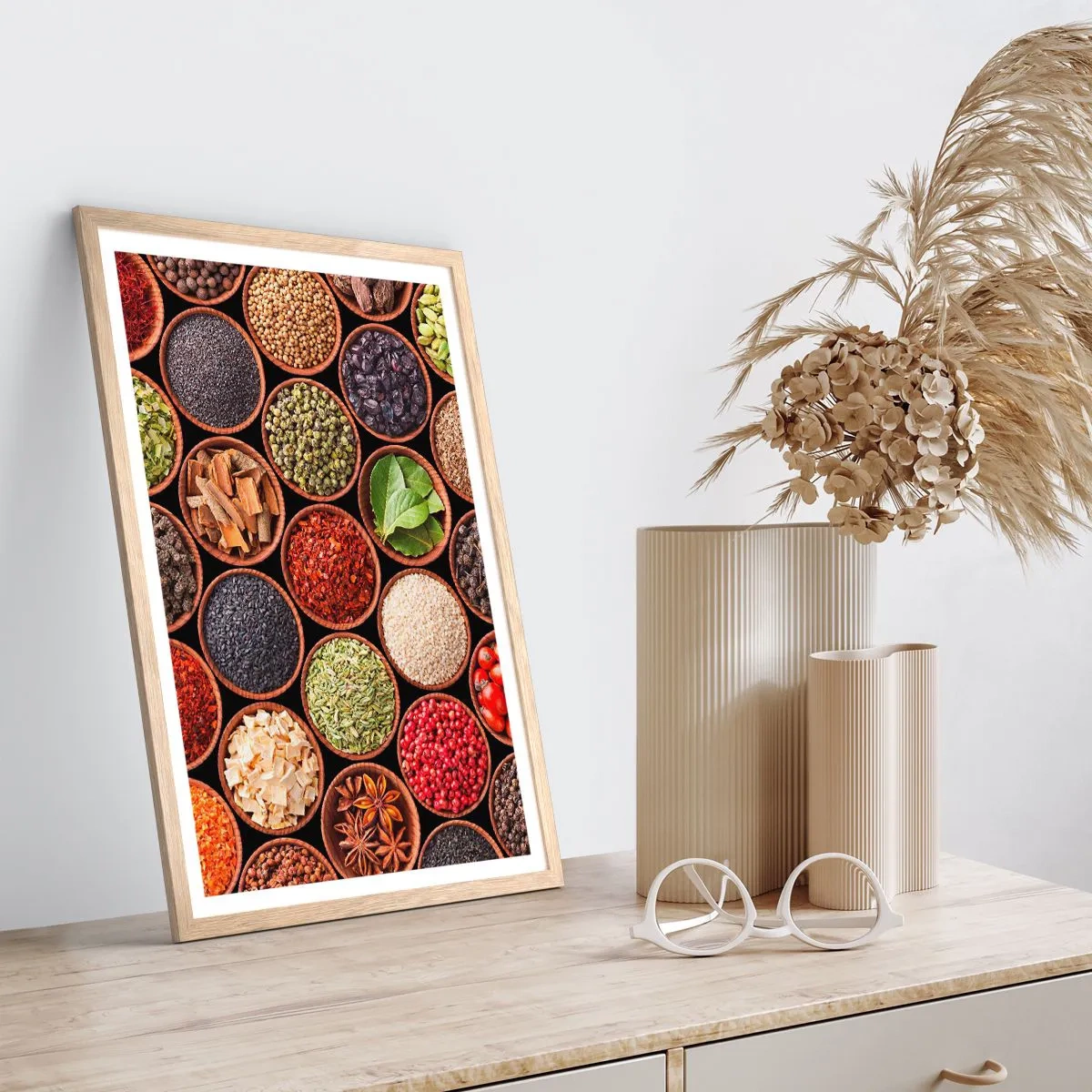 Póster en marco roble claro - Todos los sabores del mundo - 70x100 cm
