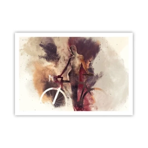 Póster - Silueta abstracta con una bicicleta en estilo artístico. - 100x70cm - En las formas de mármol un alma ciclista - Decoración de pared moderna para salón y dormitorio ARTTOR