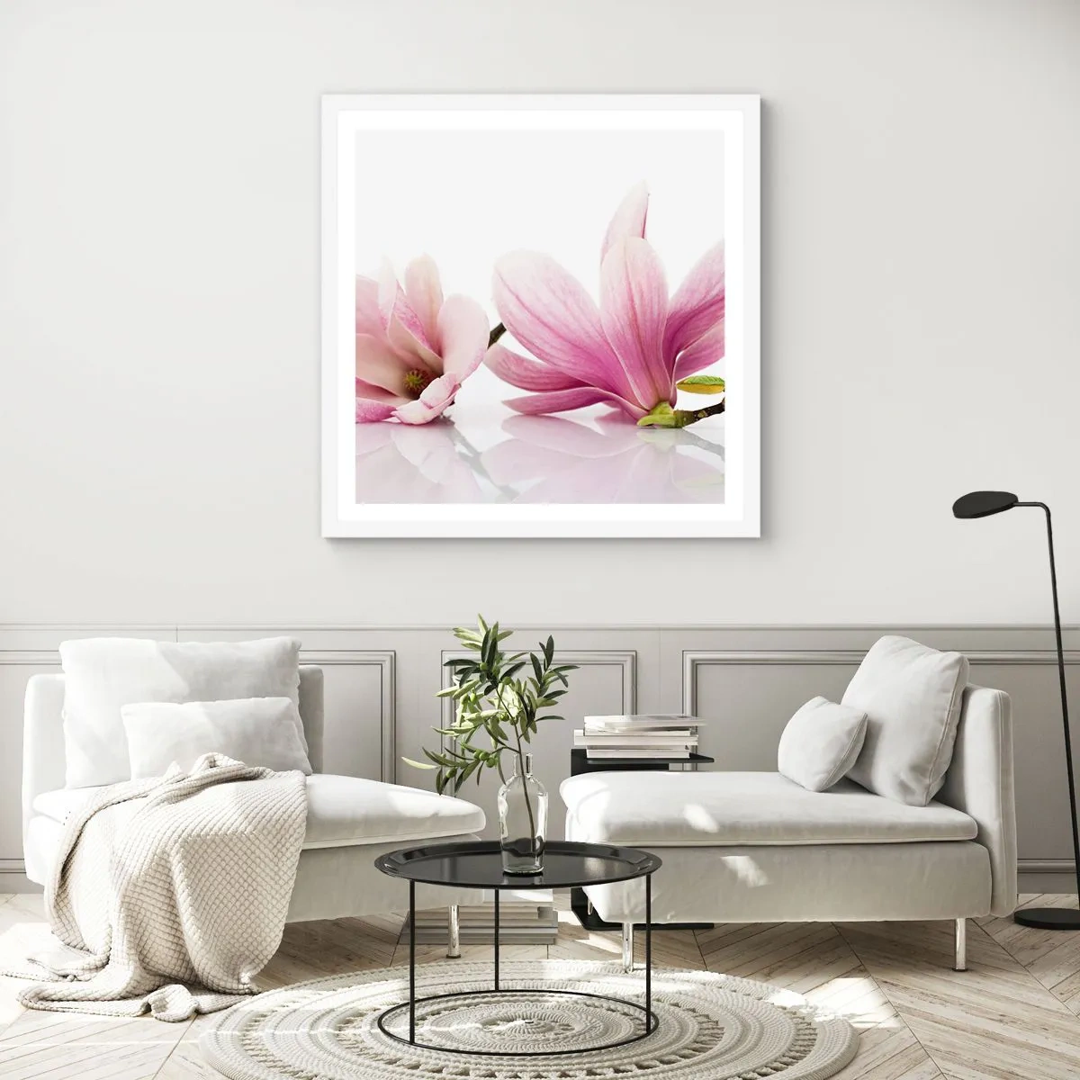 Póster en marco blanco - Suave como un soplo de primavera - 50x50 cm