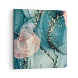 Cuadro sobre lienzo - Impresión de Imagen - Seda azul, tul rosa - 60x60 cm