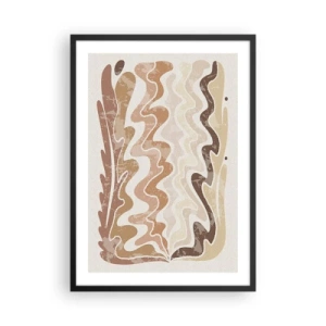 Póster en marco negro - Una composición abstracta en tonos cálidos de beige. - 50x70cm - Buena energía - buenas emociones - Decoración de pared moderna para salón y dormitorio ARTTOR