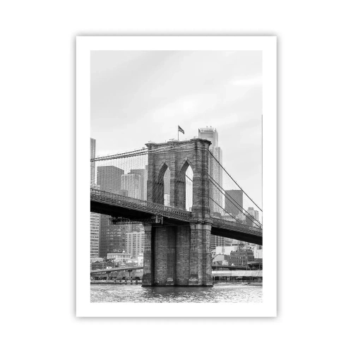 Póster - Puente de Brooklyn en monocromo - 50x70cm - Vibraciones de Nueva York - Decoración de pared moderna para salón y dormitorio ARTTOR
