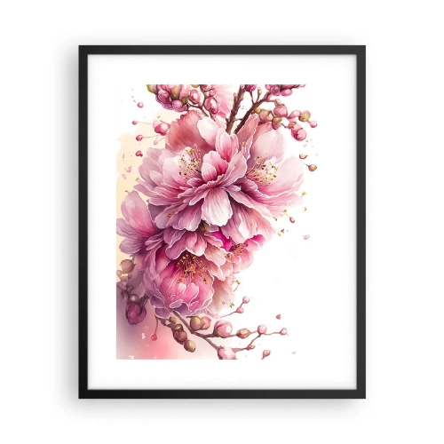 Póster en marco negro - Flor de cerezo - 40x50 cm