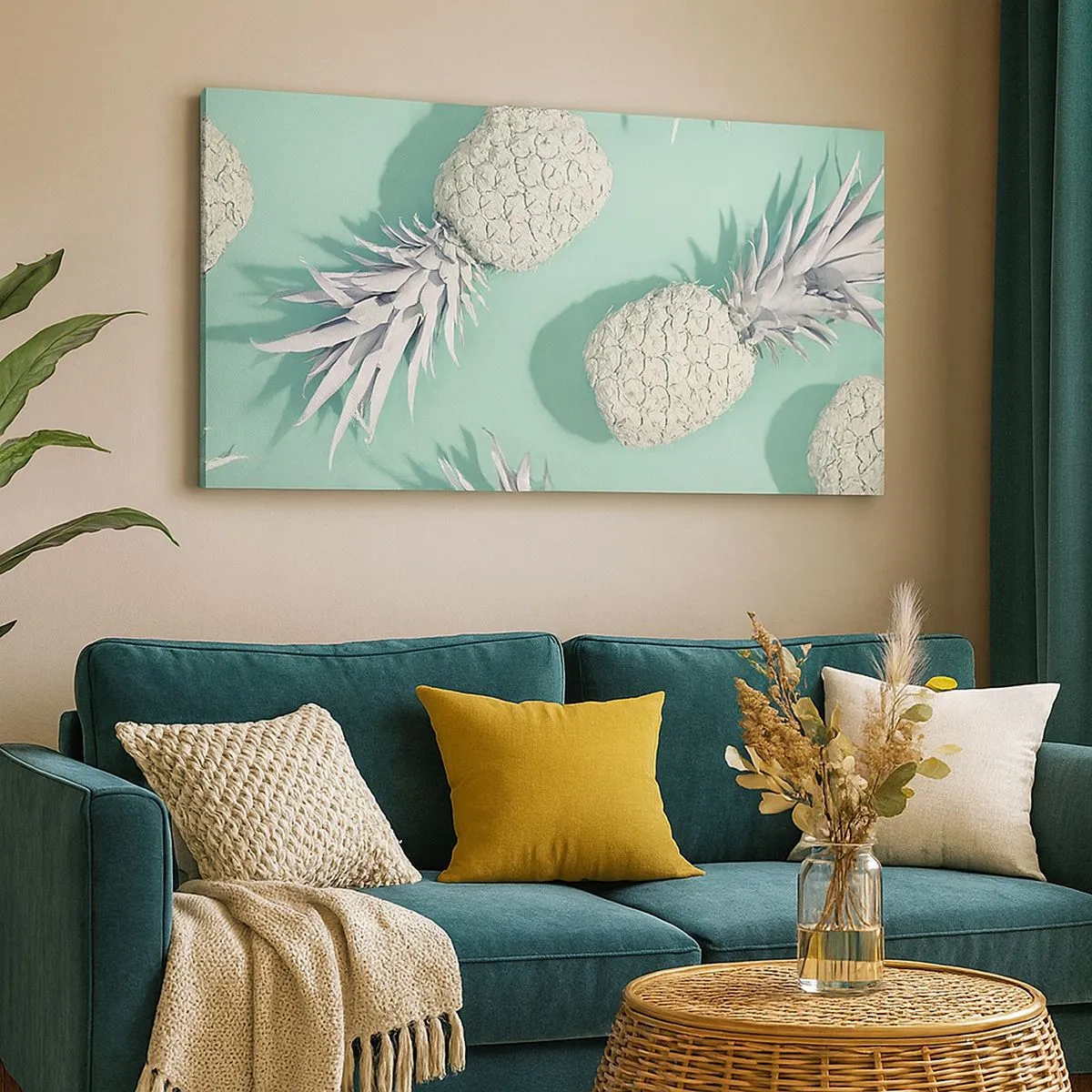 Cuadro sobre lienzo - Impresión de Imagen - Van bien con la menta - 100x40 cm