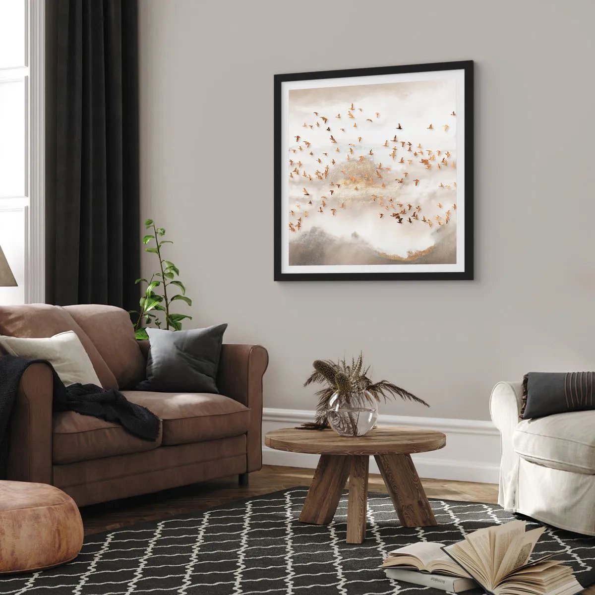 Póster en marco negro - Es hora... - 50x50 cm