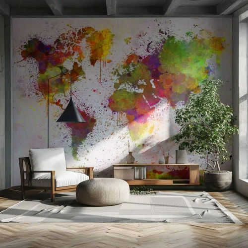 Fotomural Premium Sand - De alguna manera, simplemente quedó así - Mapa del mundo, Continentes, Pedazo - 250x175 cm