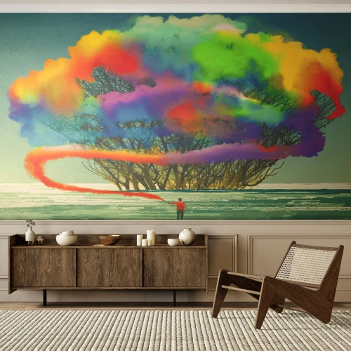 Fotomural Premium Sand - Dale vida a este mundo - Abstracción, Hombre, Patrón moderno - 350x256 cm