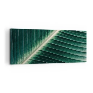 Cuadro sobre lienzo - Impresión de Imagen - Primer plano de la estructura de una hoja verde. - 120x50cm - El ritmo de la naturaleza - Decoración de pared moderna para salón y dormitorio ARTTOR