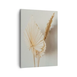 Cuadro sobre lienzo - Impresión de Imagen - Hojas de palma secas en un arreglo minimalista. - 50x70cm - Armonía y consuelo - Decoración de pared moderna para salón y dormitorio ARTTOR