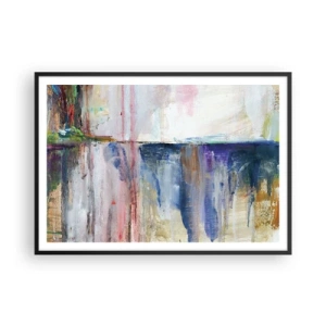 Póster en marco negro - Una composición abstracta de colores con efecto de reflejo en el lienzo. - 100x70cm - Impresiones y asociaciones de colores - Decoración de pared moderna para salón y dormitorio ARTTOR