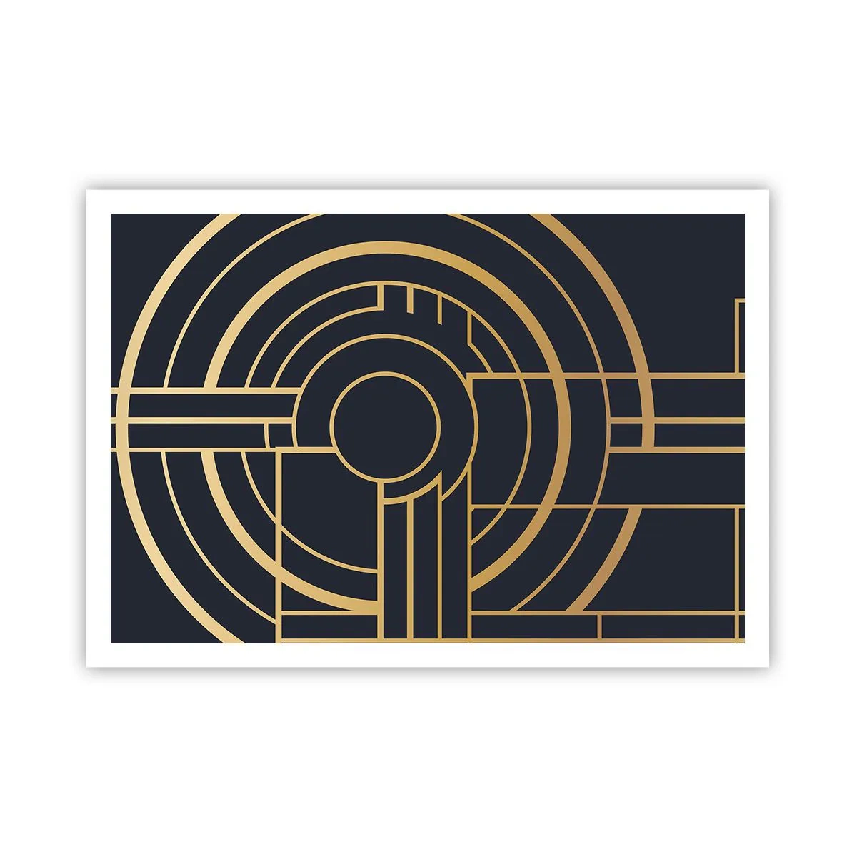 Póster - Patrón geométrico con líneas doradas. - 100x70cm - Giro de los elementos - Decoración de pared moderna para salón y dormitorio ARTTOR