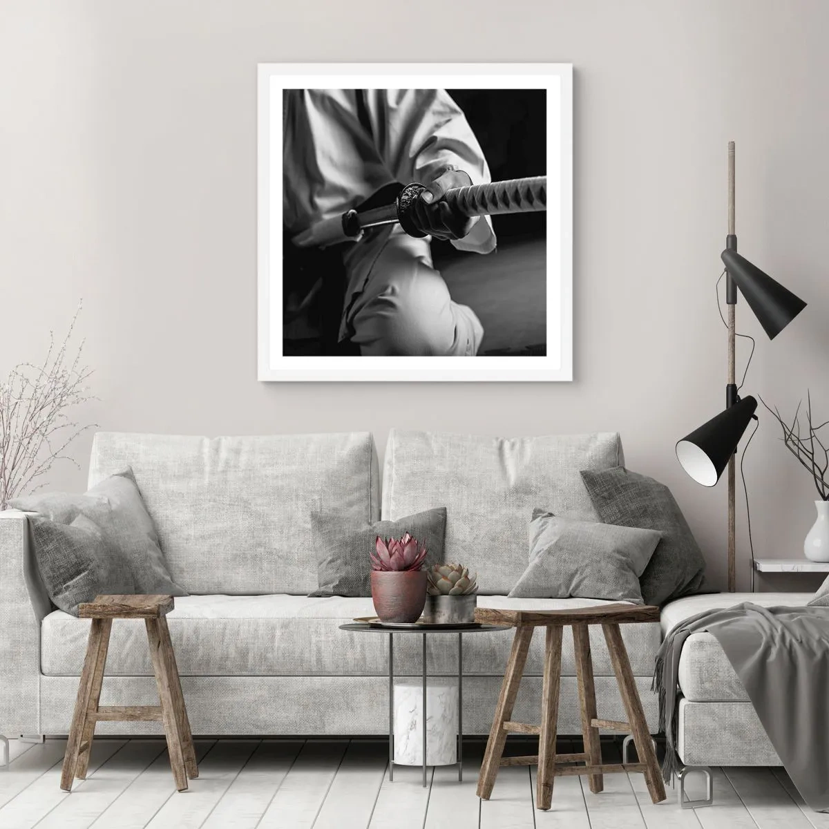 Póster en marco blanco - Alma de guerrero - 50x50 cm