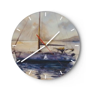 Reloj de pared - Reloj de vidrio - Atardecer en la bahía - 40x40 cm