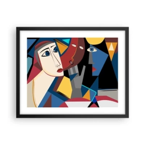 Póster en marco negro - Conversación cubista - 50x40 cm