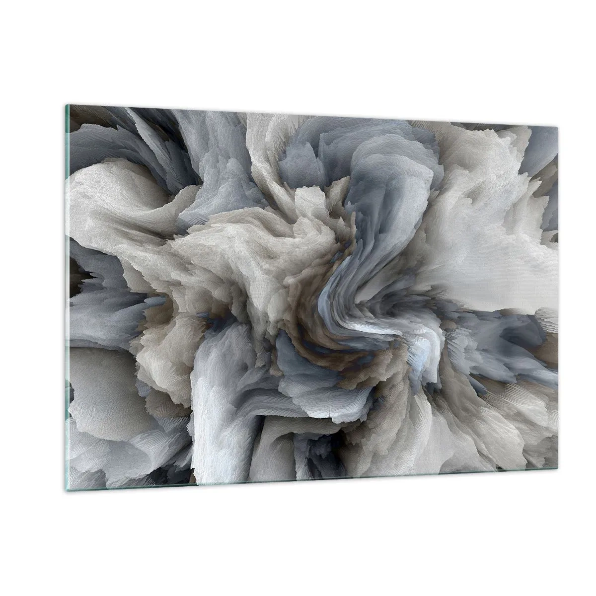 Cuadro sobre vidrio - Impresiones sobre Vidrio - Una composición abstracta que se asemeja a plumas en espiral. - 120x80cm - Piedra y flor - Decoración de pared moderna para salón y dormitorio ARTTOR