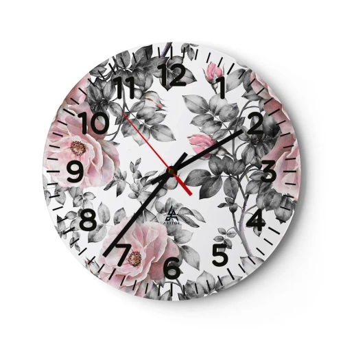 Reloj de pared - Reloj de vidrio - Entre las rosas - 40x40 cm