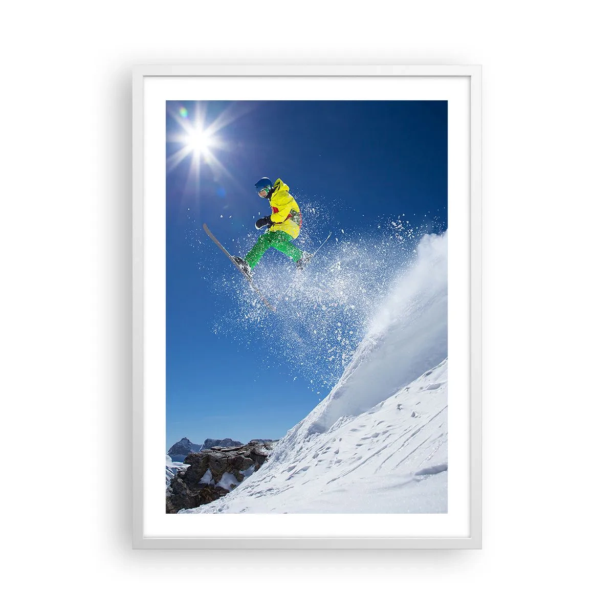 Póster en marco blanco - Bailando con las montañas - 50x70 cm