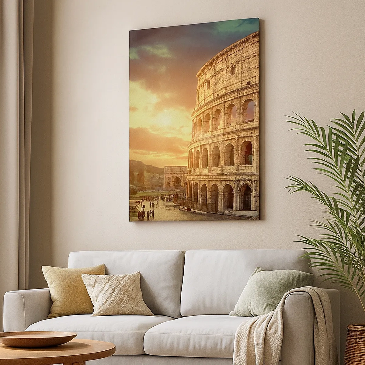Cuadro sobre lienzo - Impresión de Imagen - El Coliseo de Roma al atardecer - 50x70cm - Una impresión colosal - Decoración de pared moderna para salón y dormitorio ARTTOR