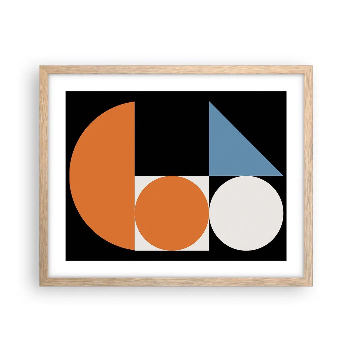 Póster en marco roble claro - Diseño con figuras - 50x40 cm