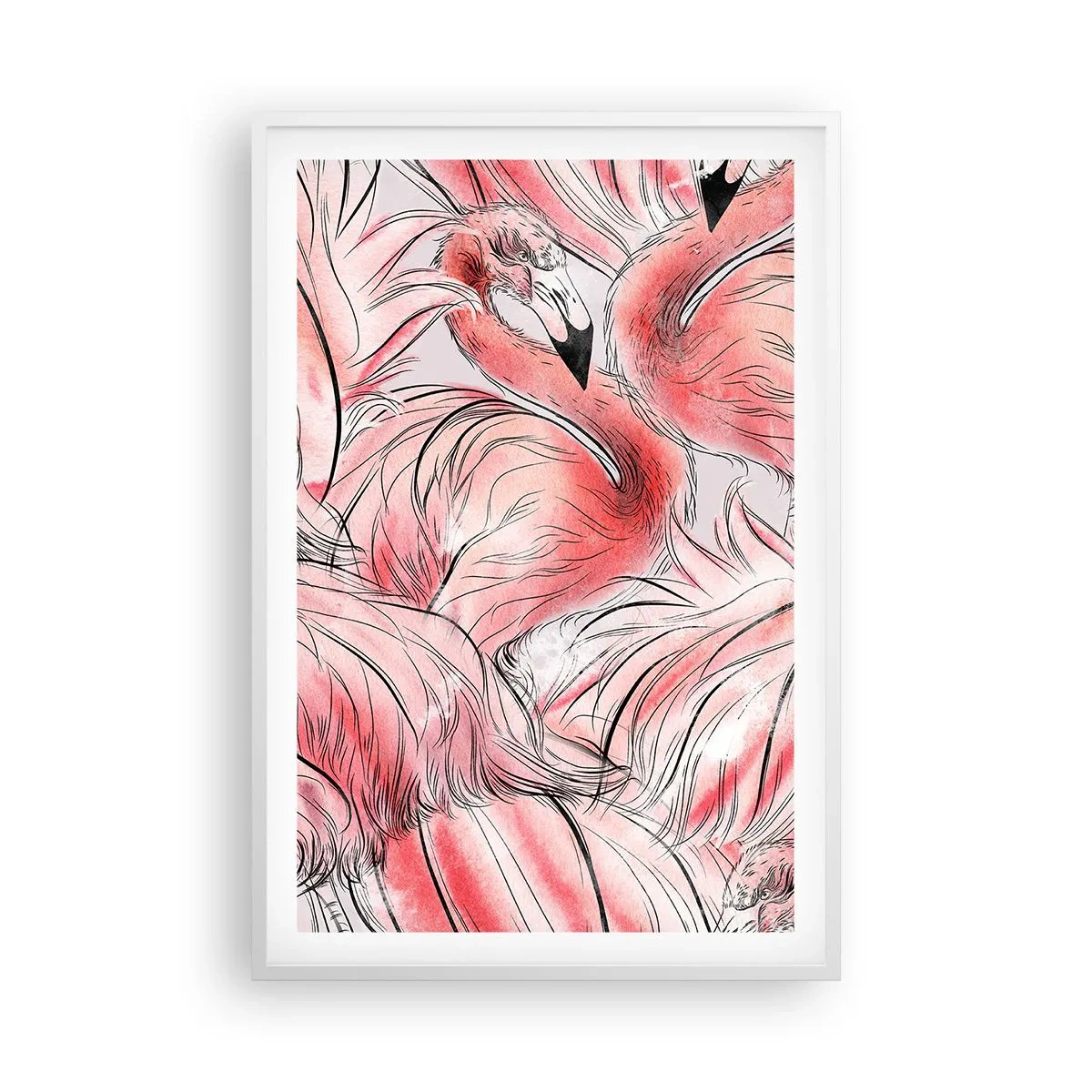 Póster en marco blanco - Ballet de aves - 61x91 cm