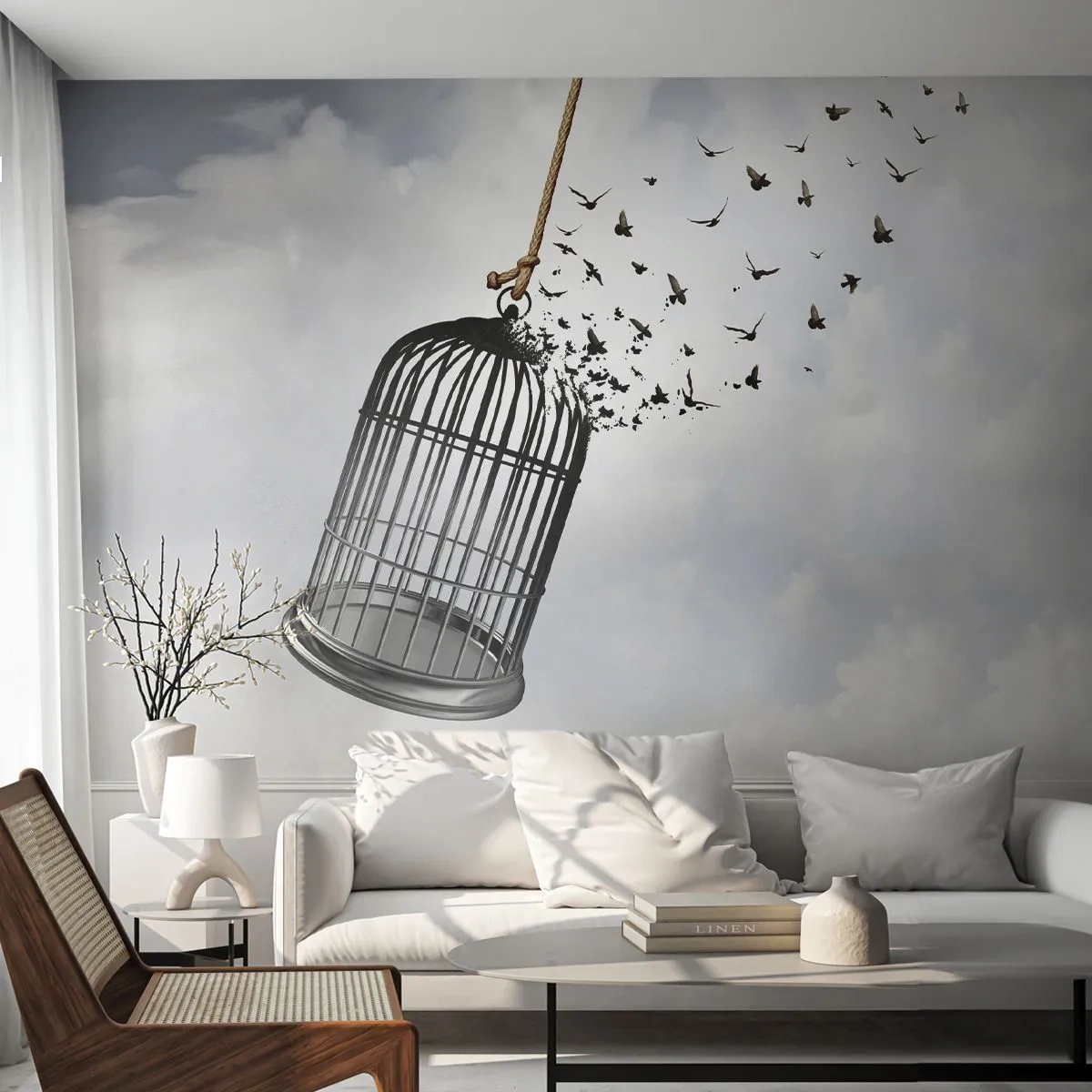 Fotomural Premium Canvas - Fe... Esperanza... ¡Libertad! - Abstracción, Aves, Pedazo - 350x256 cm