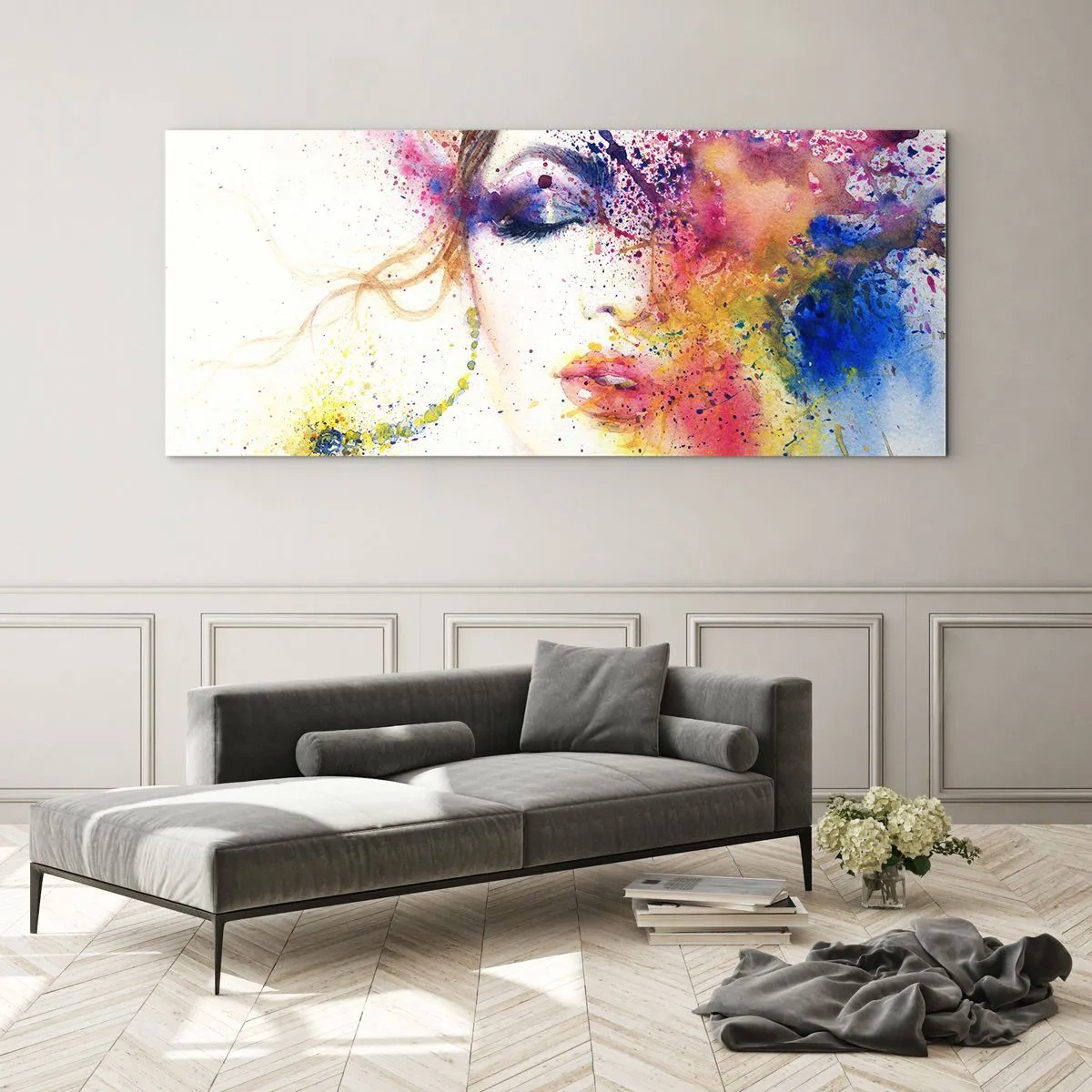 Cuadro sobre vidrio - Impresiones sobre Vidrio - Vértigo del arco iris - 100x40 cm