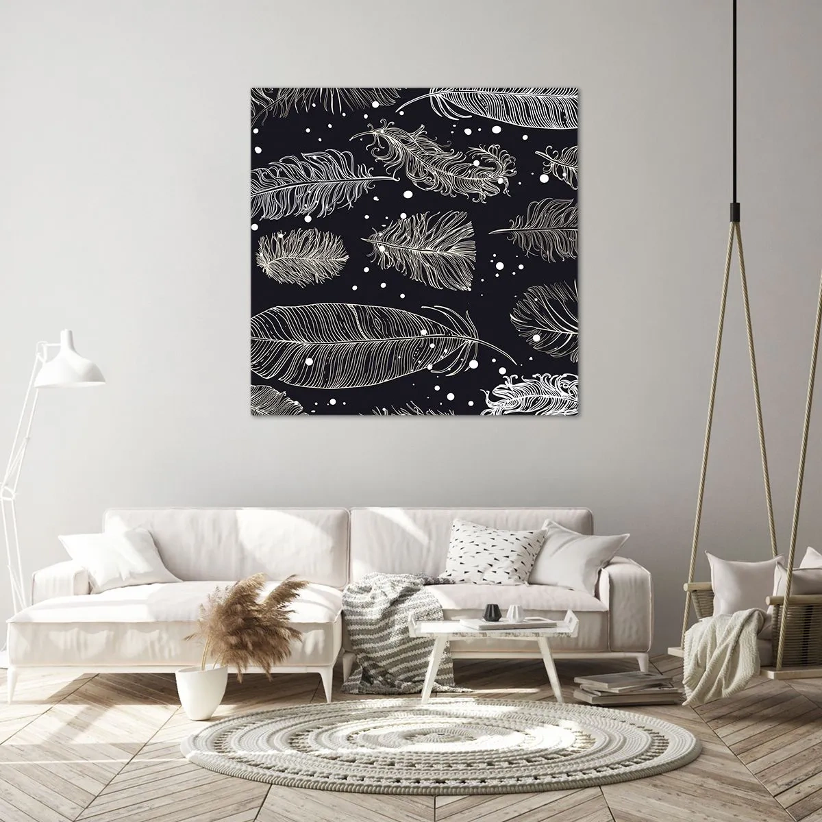 Cuadro sobre lienzo - Impresión de Imagen - Encaje de plumas - 70x70 cm