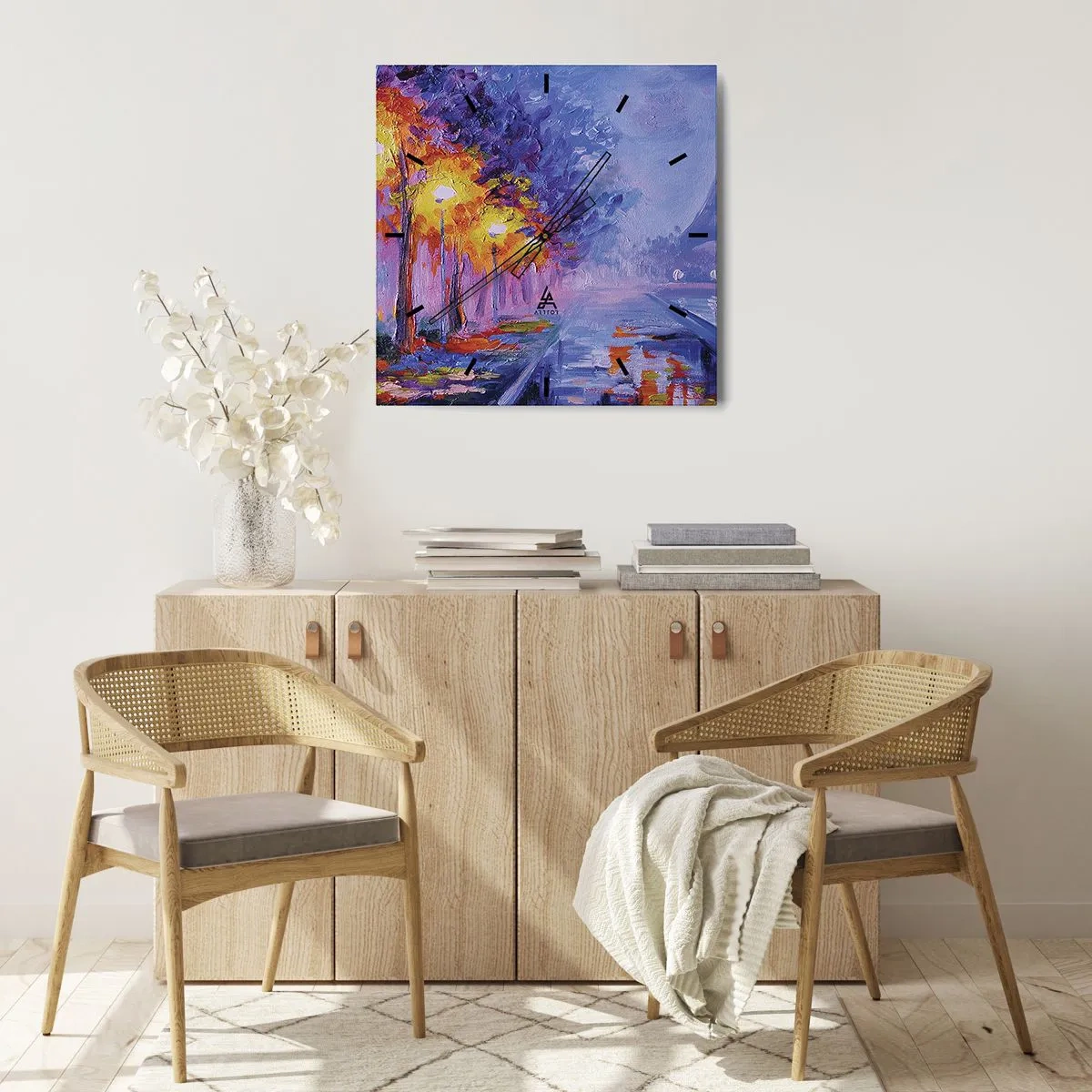 Reloj de pared - Reloj de vidrio - Una avenida con farolas en París con la Torre Eiffel al fondo - 30x30cm - Un paseo de ensueño - Decoración de pared moderna para salón y dormitorio ARTTOR