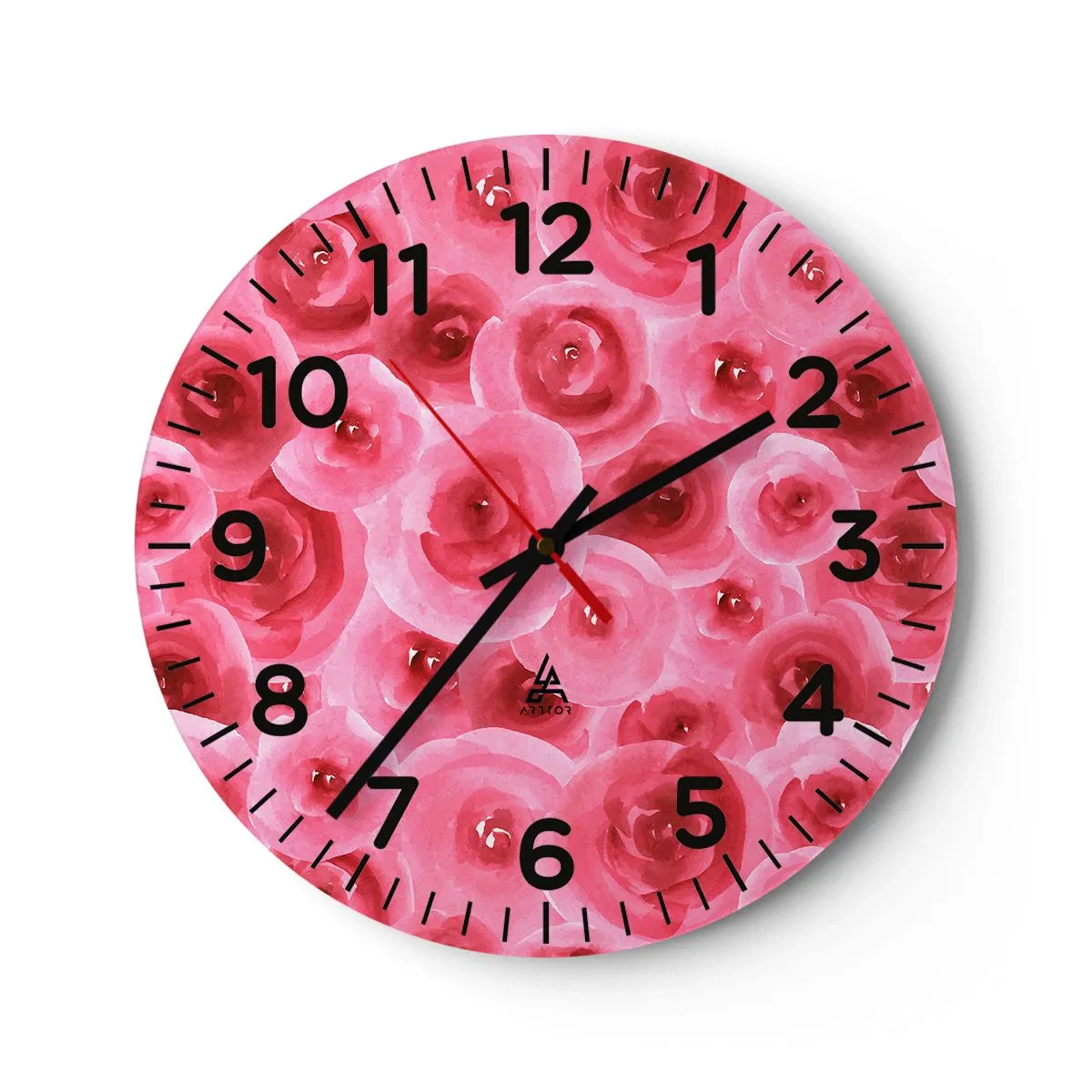 Reloj de pared - Reloj de vidrio - Rosas abajo y arriba - 30x30 cm