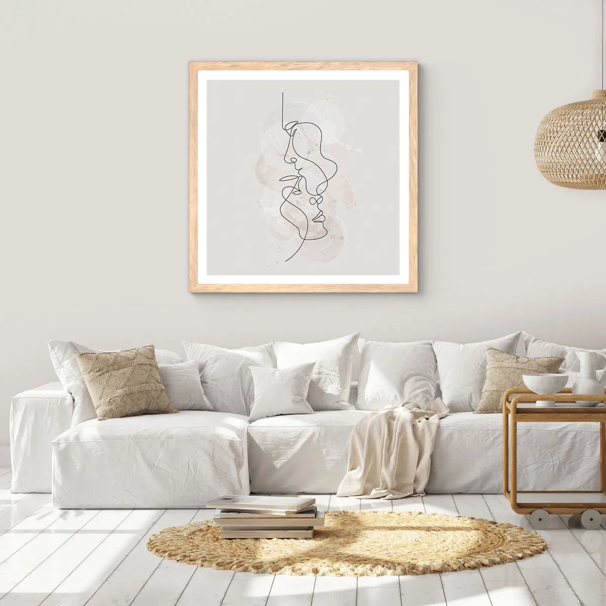 Póster en marco roble claro - En un abrazo - 50x50 cm