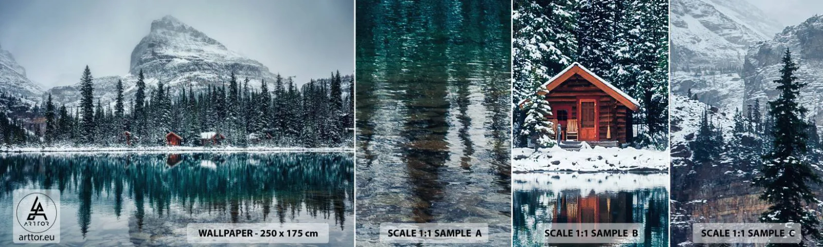 Muestra De Fotomural Standard Eco - Retiro canadiense - Paisaje, Canadá, Invierno - 100x30 cm