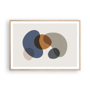 Póster en marco roble claro - Gotas de color - 100x70 cm