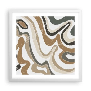Póster en marco blanco - Meandros de colores terrosos - 50x50 cm