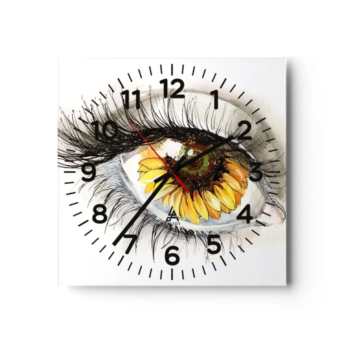 Reloj de pared - Reloj de vidrio - Un aspecto tan caluroso como el verano - 30x30 cm