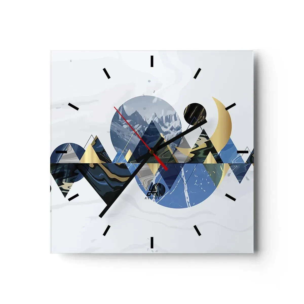 Reloj de pared - Reloj de vidrio - Paisaje geométrico - 40x40 cm