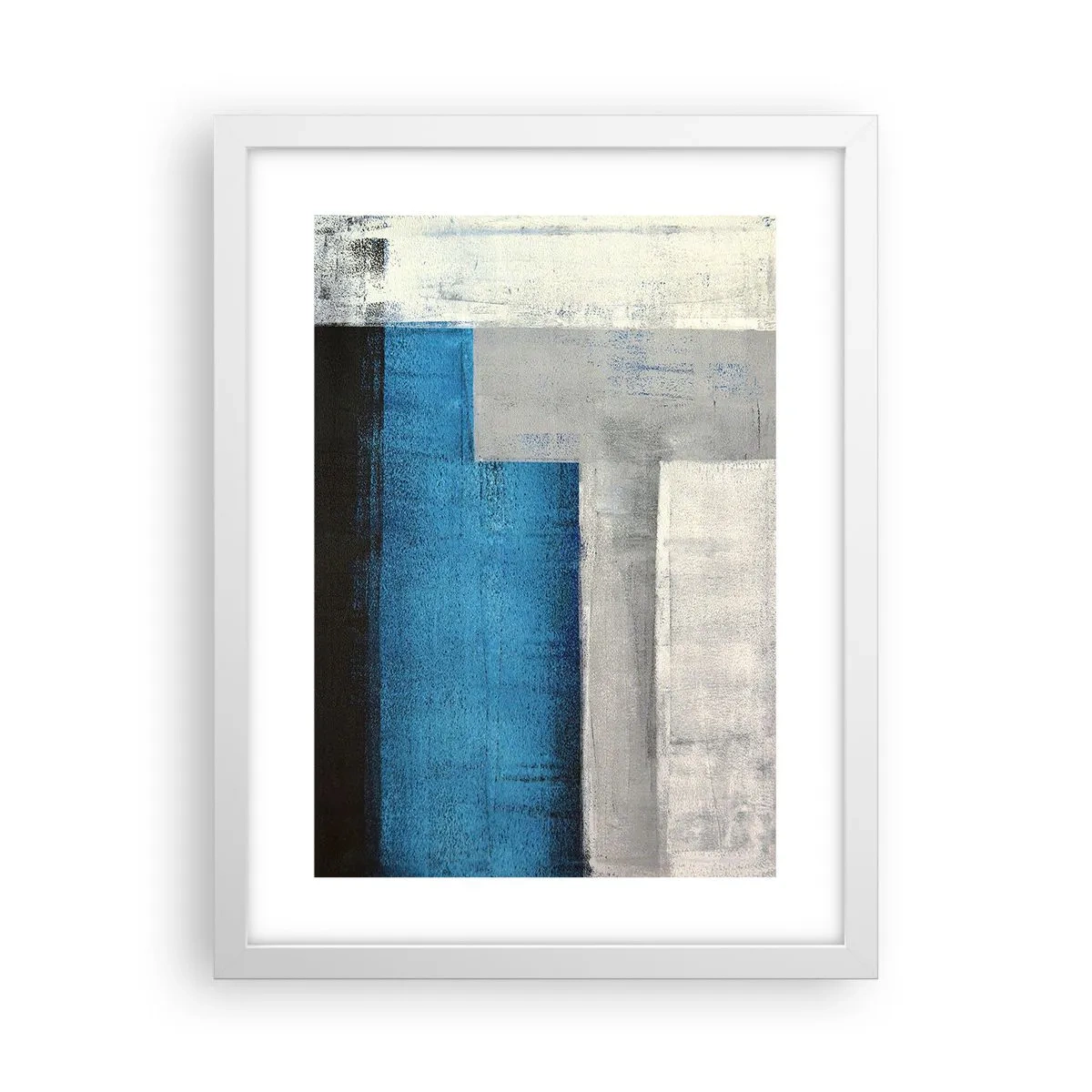 Póster en marco blanco - Composición poética de gris y azul - 30x40 cm
