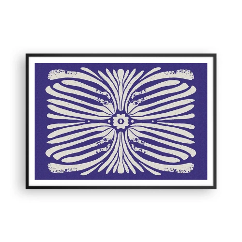 Póster en marco negro - Patrón étnico en tonos morados y blancos. - 100x70cm - Inspiraciones étnicas - Decoración de pared moderna para salón y dormitorio ARTTOR