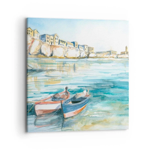 Cuadro sobre lienzo - Impresión de Imagen - Paisaje en azul - 70x70 cm