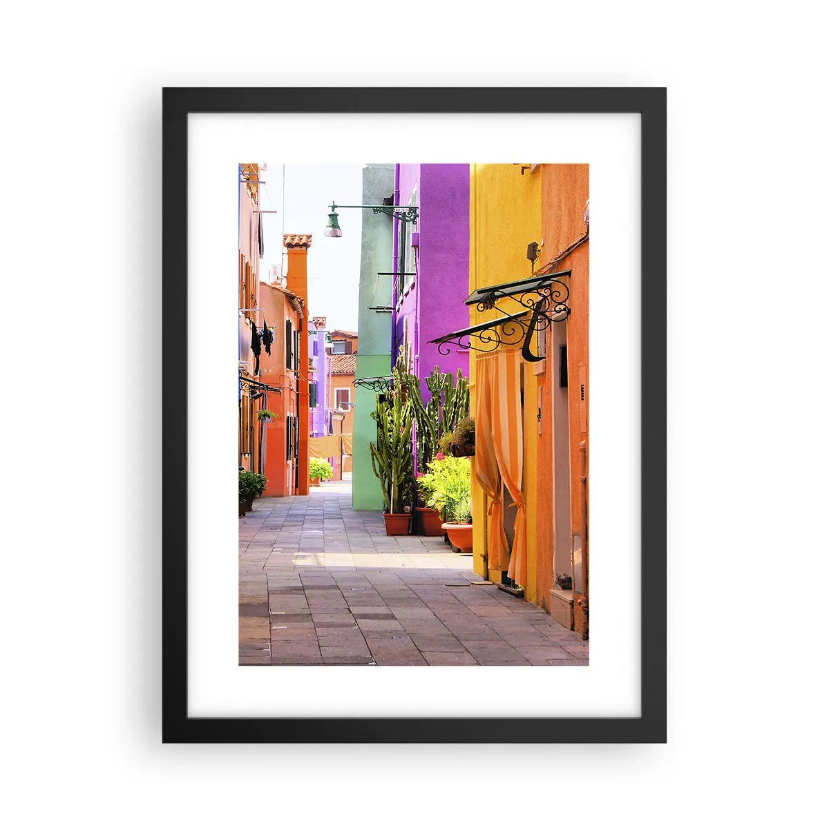 Póster en marco negro - El callejón arco iris - 30x40 cm