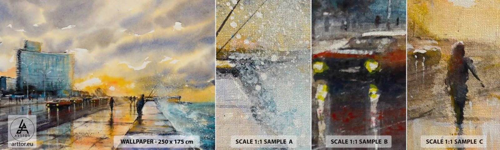 Muestra de fotomural Premium Canvas - Vida en la orilla - Paisaje, Pedazo, Atardecer - 100x30 cm