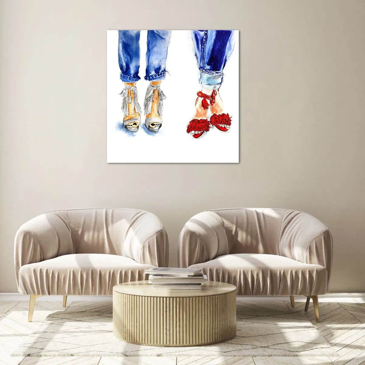 Cuadro sobre vidrio - Impresiones sobre Vidrio - ¿Por qué no vamos a dar un paseo? - 50x50 cm