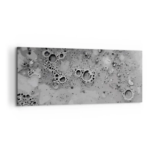 Cuadro sobre lienzo - Impresión de Imagen - Patrón abstracto de burbujas en blanco y negro - 120x50cm - Como un paisaje lunar - Decoración de pared moderna para salón y dormitorio ARTTOR