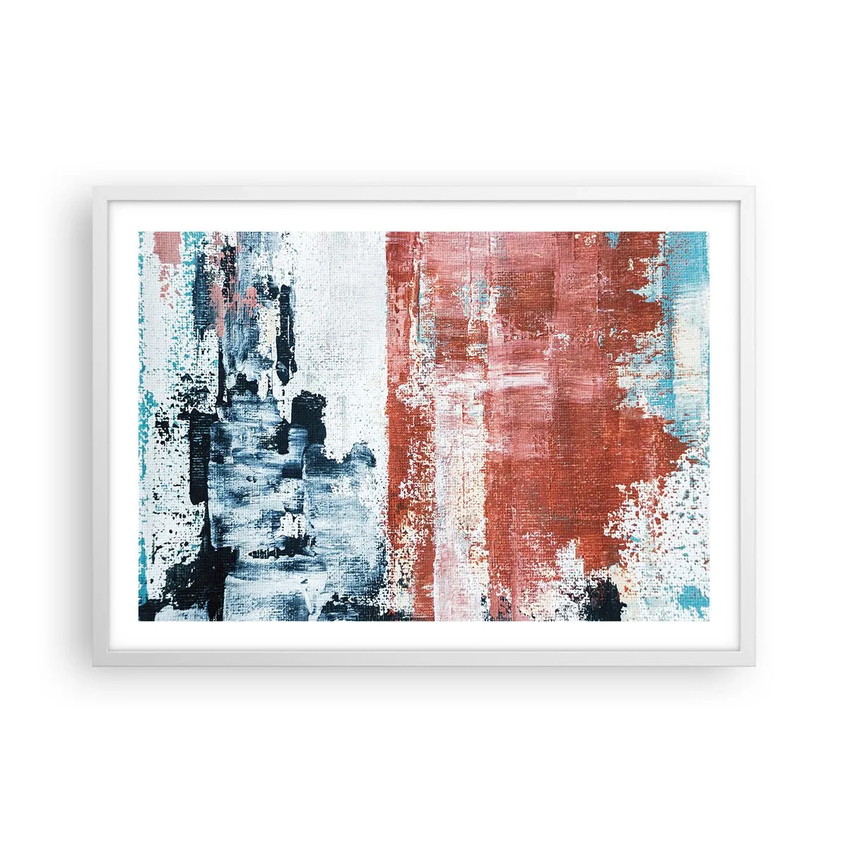 Póster en marco blanco - Mitad abstracción, mitad abstracción - 70x50 cm