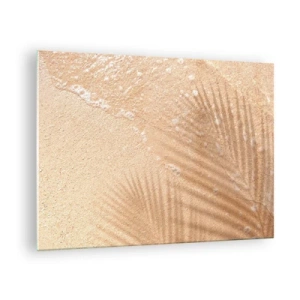 Cuadro sobre vidrio - Impresiones sobre Vidrio - Playa y sombra en la arena - 70x50cm - La sombra de un verano caluroso - Decoración de pared moderna para salón y dormitorio ARTTOR