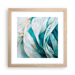 Póster en marco roble claro - Abstracción azul con motivos dorados - 30x30 cm