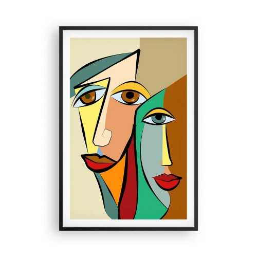 Póster en marco negro - Pareja cubista - 61x91 cm
