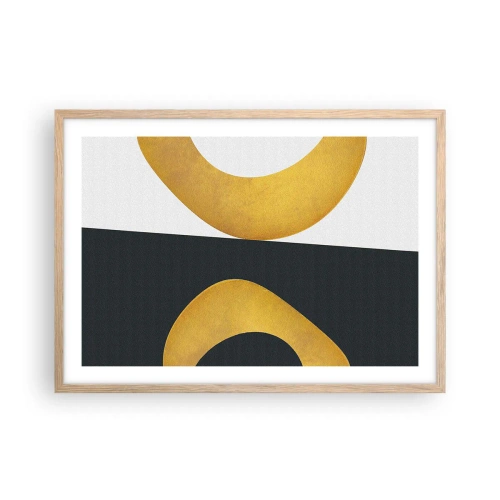 Póster en marco roble claro - Blanco, negro, dorado - 70x50 cm